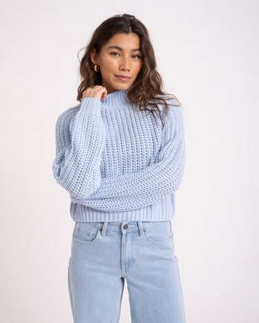 Tessa High Neck Knit Cashmere Blue - Things I Like Things I Love