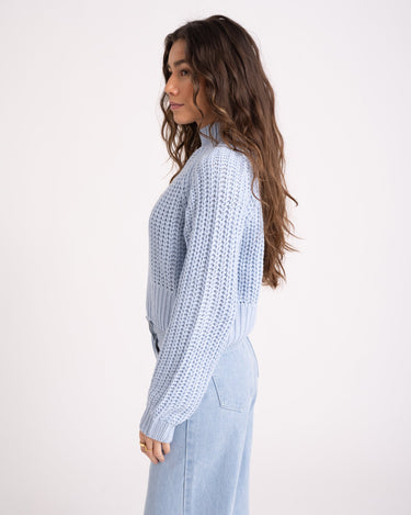 Tessa High Neck Knit Cashmere Blue - Things I Like Things I Love