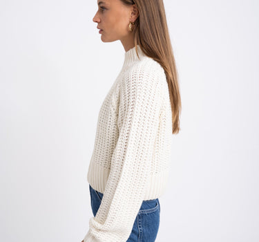 Tessa High Neck Knit Eggnog - Things I Like Things I Love