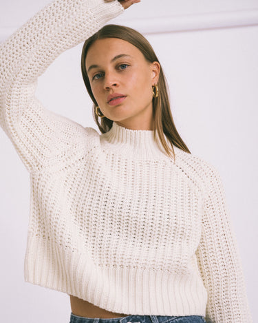 Tessa High Neck Knit Eggnog - Things I Like Things I Love