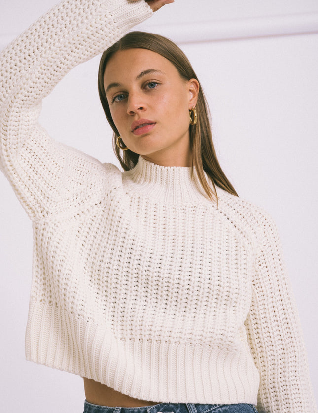 Tessa High Neck Knit Eggnog - Things I Like Things I Love