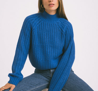 Tessa High Neck Knit Lapis Blue - Things I Like Things I Love