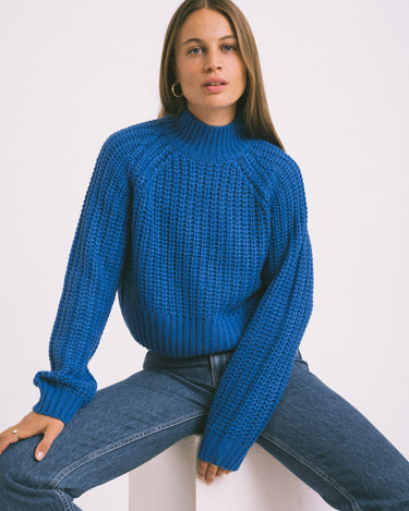 Tessa High Neck Knit Lapis Blue - Things I Like Things I Love