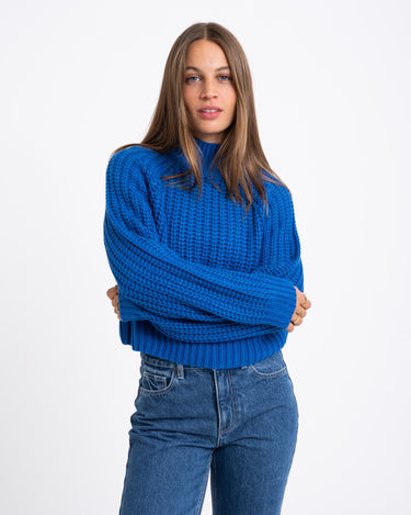 Tessa High Neck Knit Lapis Blue - Things I Like Things I Love