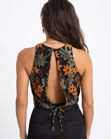 TILTIL Ai - vi Crop Top Black Lace Orange Green - Things I Like Things I Love