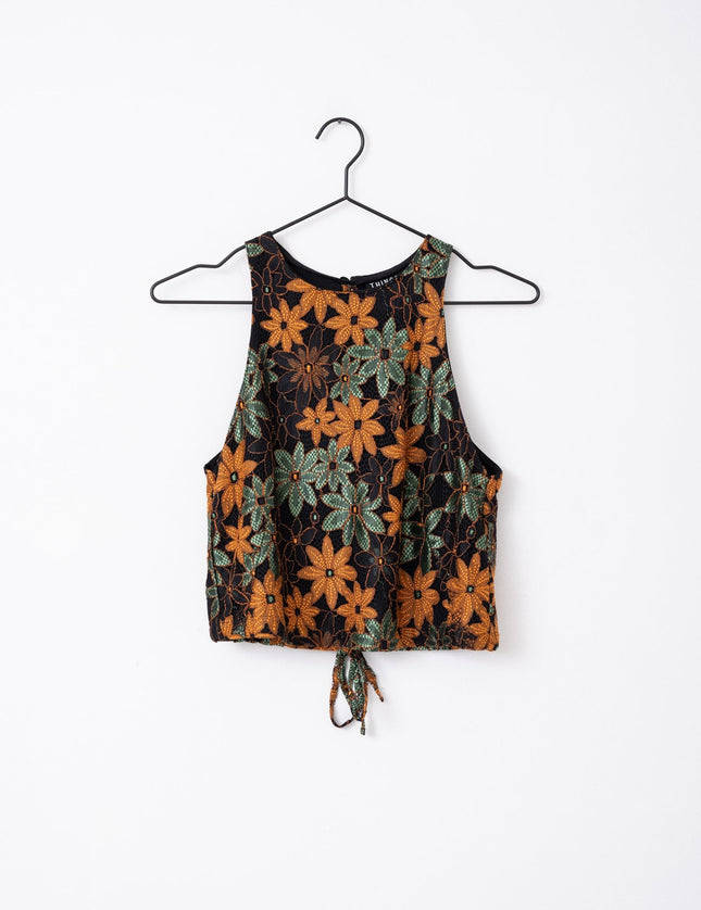 TILTIL Ai - vi Crop Top Black Lace Orange Green - Things I Like Things I Love