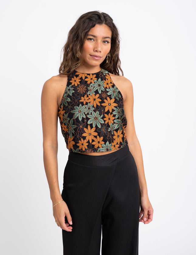 TILTIL Ai - vi Crop Top Black Lace Orange Green - Things I Like Things I Love