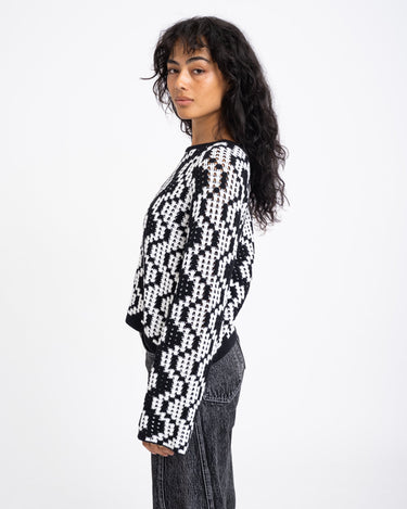 TILTIL Ajour Crewneck Pull Black White - Things I Like Things I Love