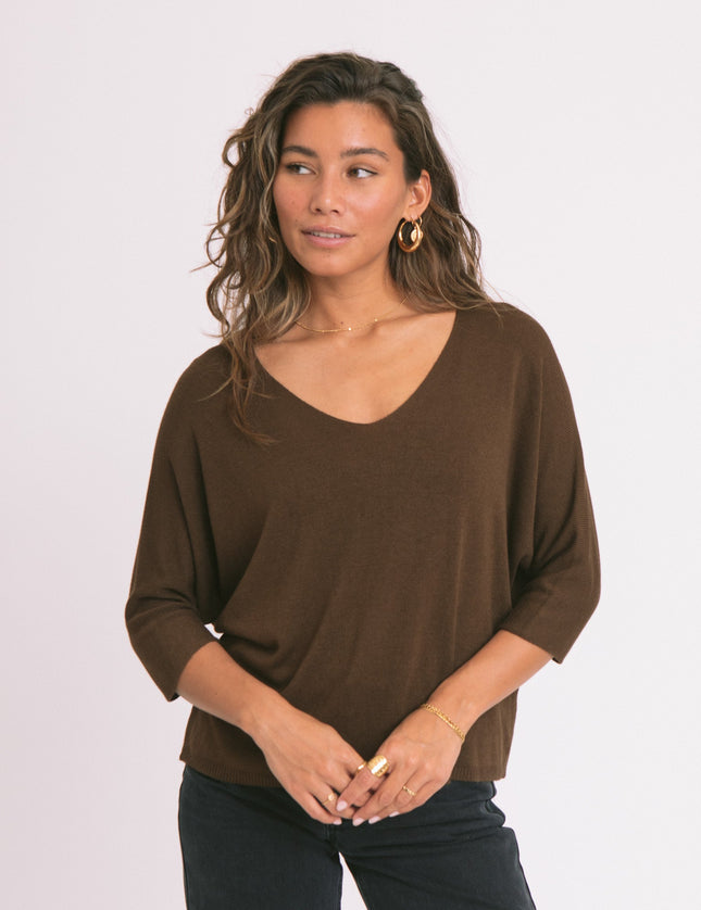 TIlTIL Amber Knitted Top Brown One Size - Things I Like Things I Love