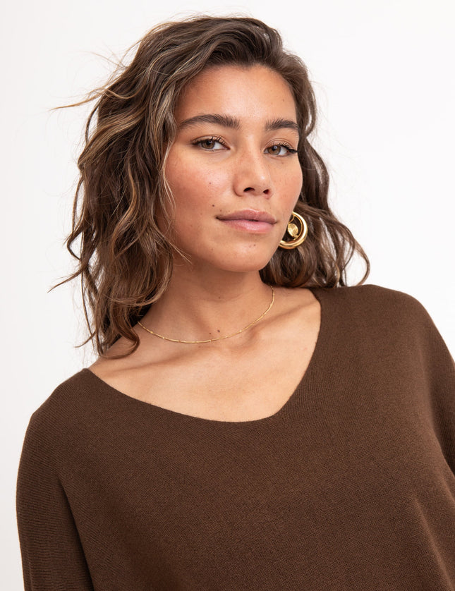 TIlTIL Amber Knitted Top Brown One Size - Things I Like Things I Love