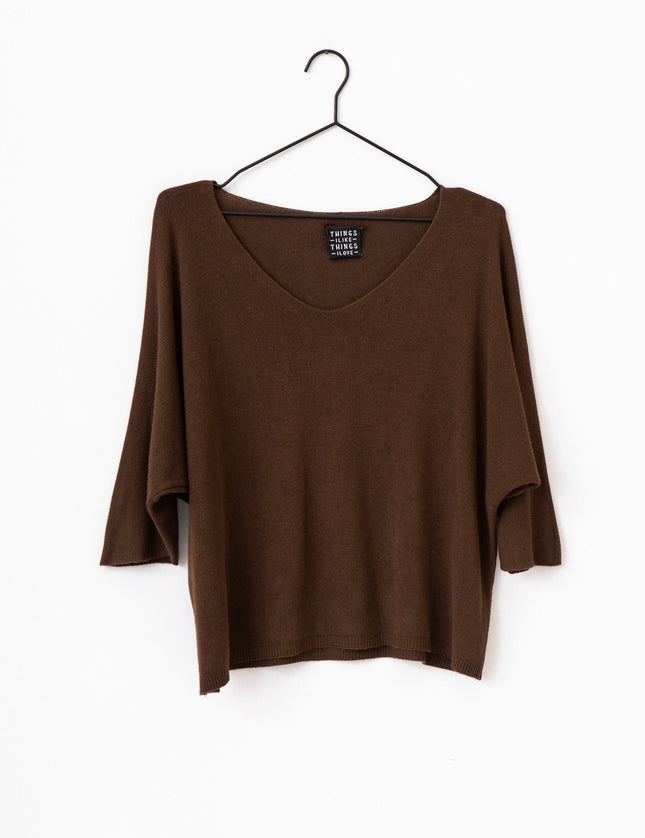 TIlTIL Amber Knitted Top Brown One Size - Things I Like Things I Love