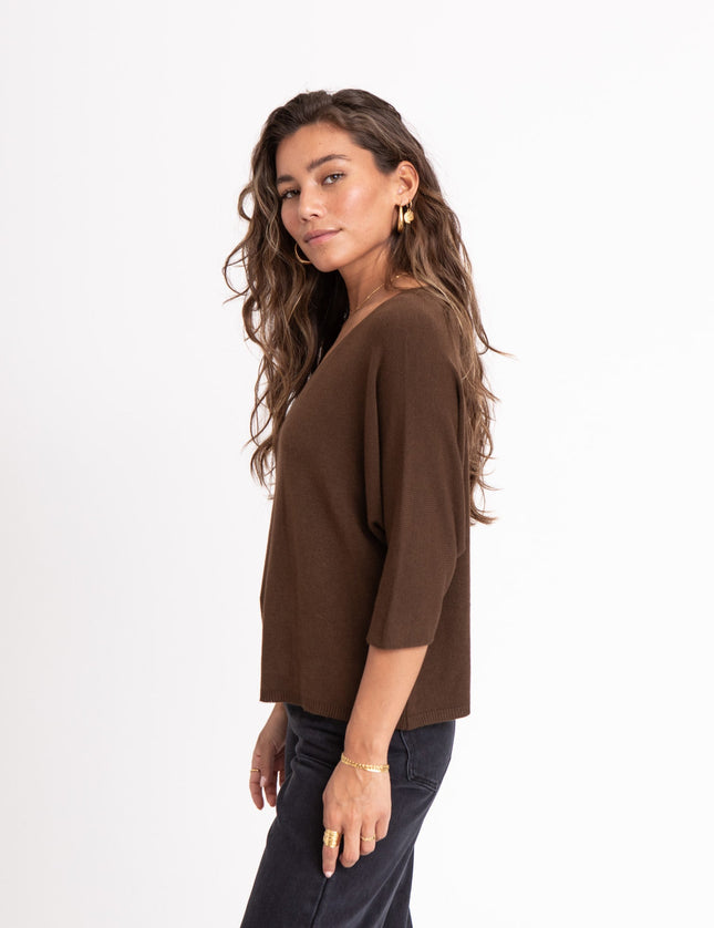 TIlTIL Amber Knitted Top Brown One Size - Things I Like Things I Love