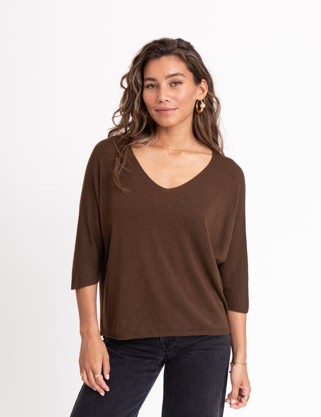 TIlTIL Amber Knitted Top Brown One Size - Things I Like Things I Love