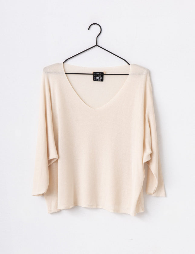 TIlTIL Amber Knitted Top Ivory One Size - Things I Like Things I Love