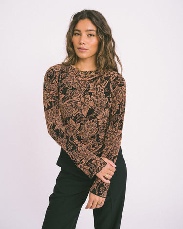 TILTIL Amily Longsleeve Bronze Black Flower - Things I Like Things I Love