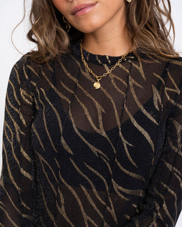 TILTIL Annick Zebra Mesh Top Black Glitter - Things I Like Things I Love