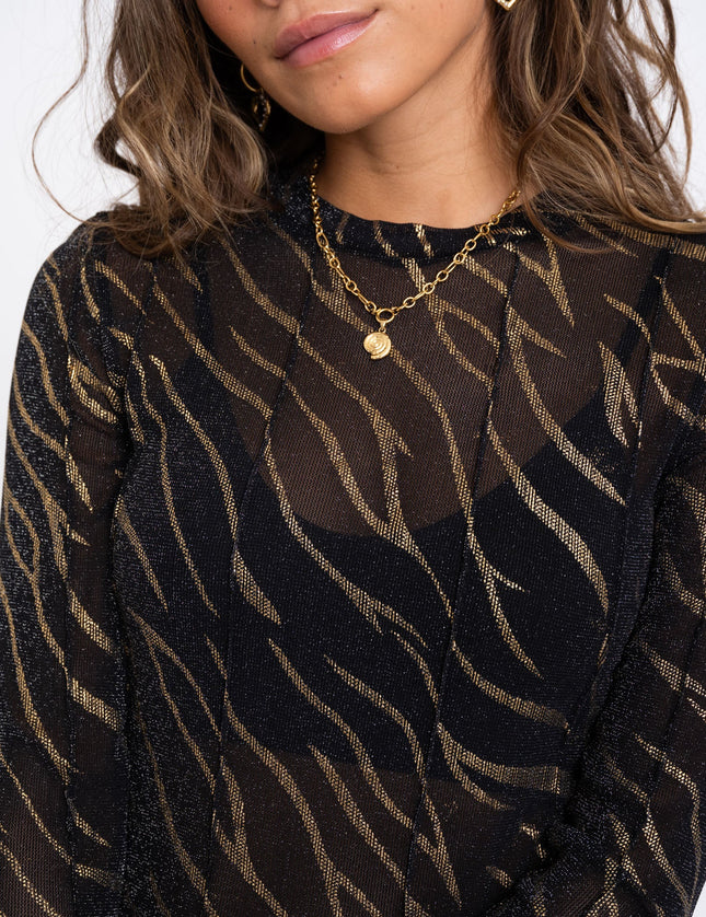 TILTIL Annick Zebra Mesh Top Black Glitter - Things I Like Things I Love