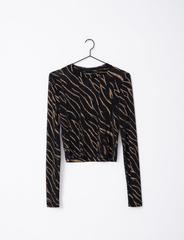 TILTIL Annick Zebra Mesh Top Black Glitter - Things I Like Things I Love