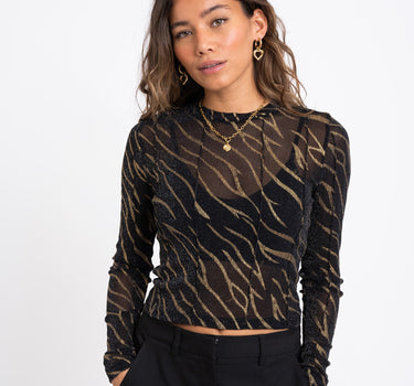 TILTIL Annick Zebra Mesh Top Black Glitter - Things I Like Things I Love