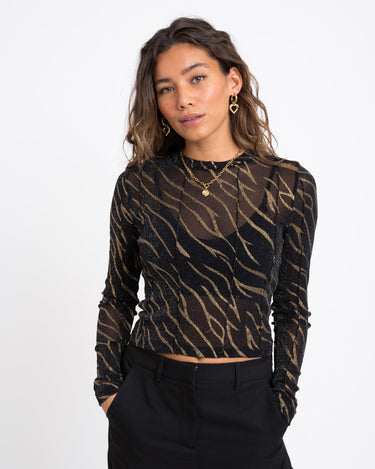 TILTIL Annick Zebra Mesh Top Black Glitter - Things I Like Things I Love