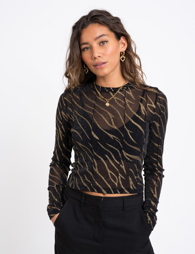 TILTIL Annick Zebra Mesh Top Black Glitter - Things I Like Things I Love