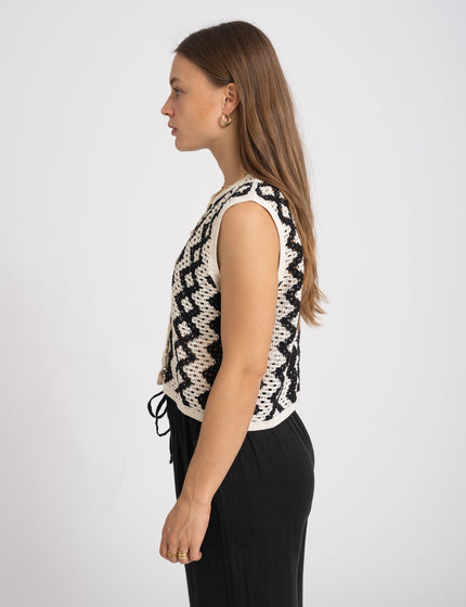 TILTIL August Crochet Top Black White Pattern One Size - Things I Like Things I Love