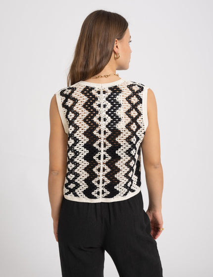 TILTIL August Crochet Top Black White Pattern One Size - Things I Like Things I Love
