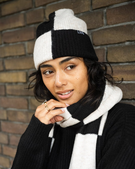 TILTIL Beanie Check Oatmeal Black - Things I Like Things I Love