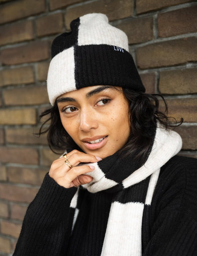 TILTIL Beanie Check Oatmeal Black - Things I Like Things I Love