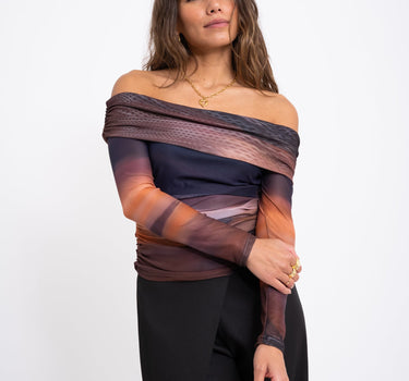 TILTIL Bella Off - shoulder Mesh Brown Rust One Size - Things I Like Things I Love