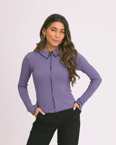 TILTIL Berry Polo Zip Purple Print - Things I Like Things I Love