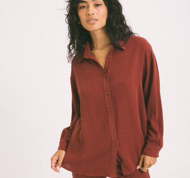 TILTIL Britt Blouse Linen Cherry Red - Things I Like Things I Love