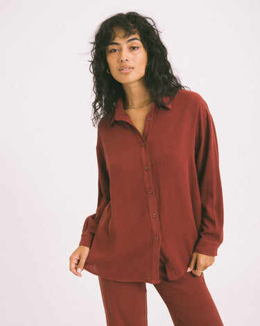 TILTIL Britt Blouse Linen Cherry Red - Things I Like Things I Love