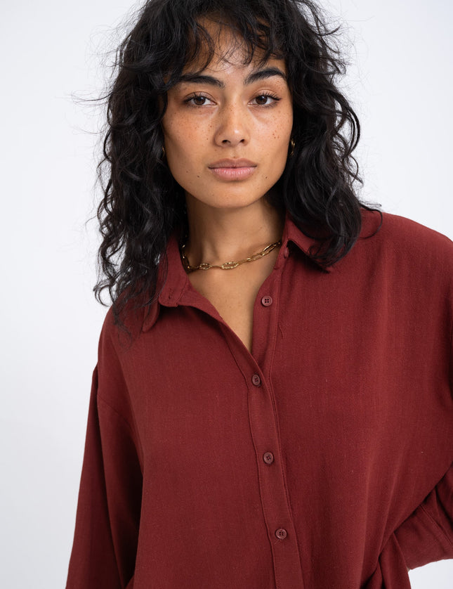 TILTIL Britt Blouse Linen Cherry Red - Things I Like Things I Love