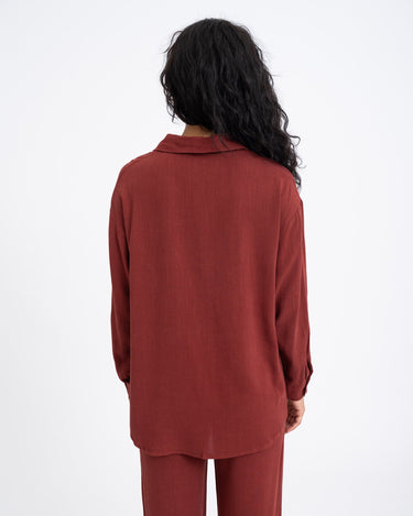 TILTIL Britt Blouse Linen Cherry Red - Things I Like Things I Love