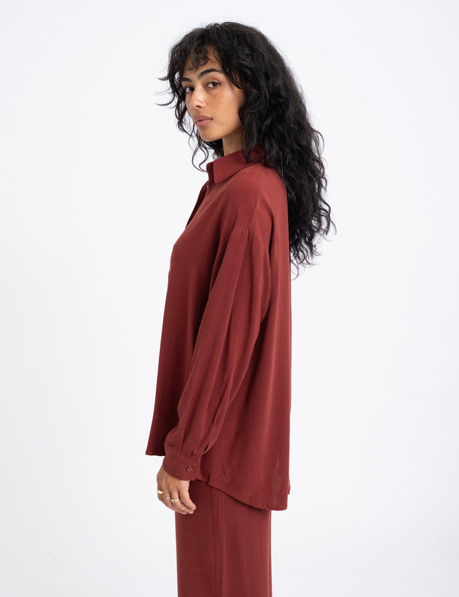 TILTIL Britt Blouse Linen Cherry Red - Things I Like Things I Love