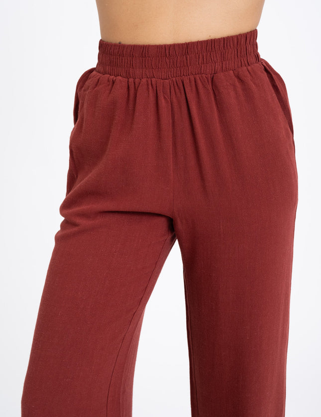 TILTIL Britt Pants Linen Melange Cherry Red - Things I Like Things I Love