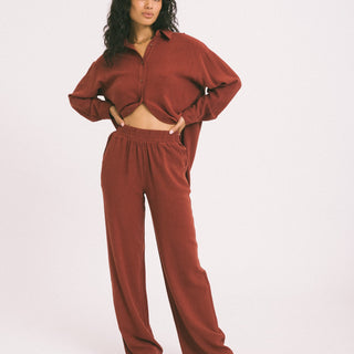 TILTIL Britt Pants Linen Melange Cherry Red - Things I Like Things I Love