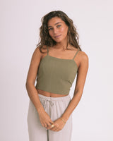 TILTIL Britt Smock Top Linen Moss Green