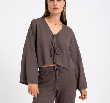 TILTIL Claire Linen Top Brown - Things I Like Things I Love