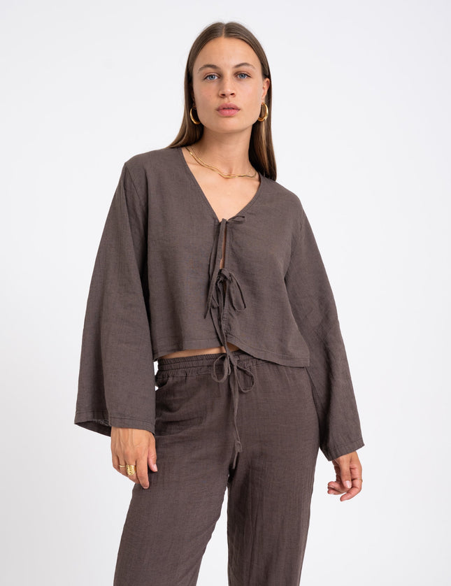 TILTIL Claire Linen Top Brown - Things I Like Things I Love