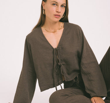 TILTIL Claire Linen Top Brown - Things I Like Things I Love