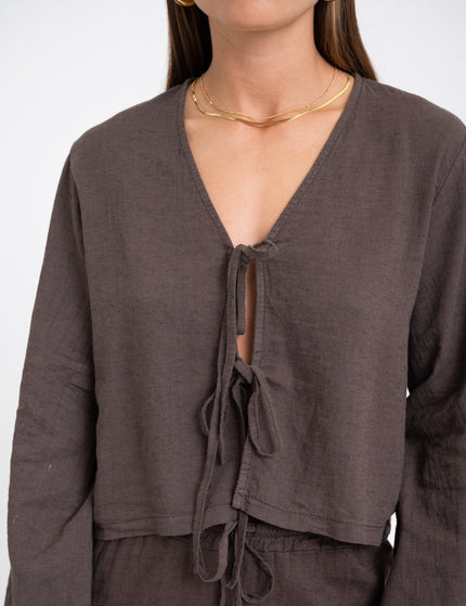 TILTIL Claire Linen Top Brown - Things I Like Things I Love