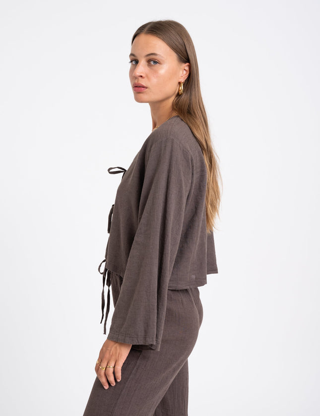 TILTIL Claire Linen Top Brown - Things I Like Things I Love