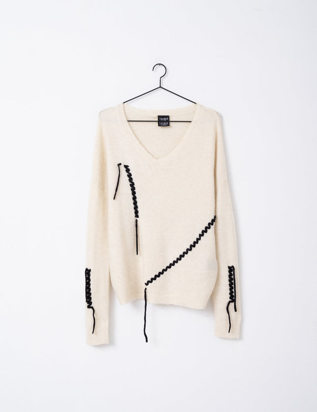 TILTIL Colin Knit Cream Black Detail - Things I Like Things I Love