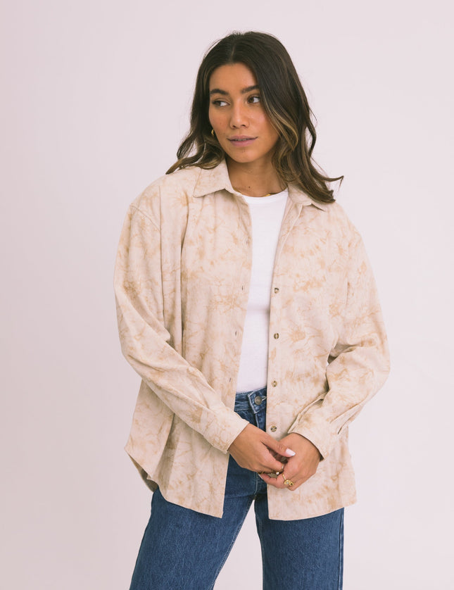 TILTIL Corduroy Blouse Faded Beige Batik One Size - Things I Like Things I Love