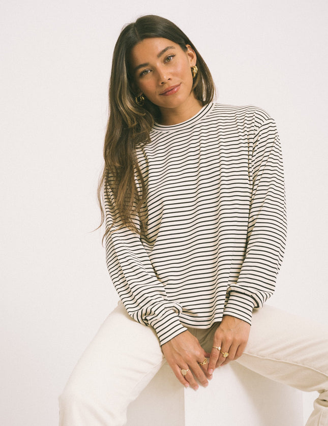 TILTIL Emma Longsleeve Off - white Black Stripe - Things I Like Things I Love