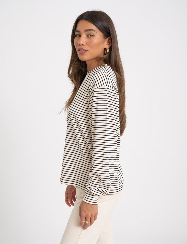 TILTIL Emma Longsleeve Off - white Black Stripe - Things I Like Things I Love