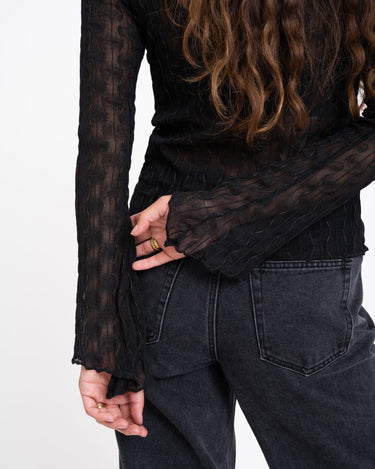 TILTIL Flaw Mesh Swirl Black Flare Sleeve - Things I Like Things I Love