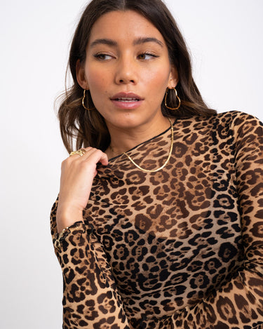 TILTIL Frannie Frill Mesh Leopard Brown - Things I Like Things I Love